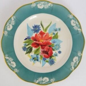 Pioneer Woman Spring Bouquet 8 3/4" Salad Plates Floral Blue Band